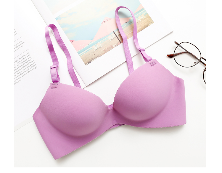 Kẹo màu liền mạch một mảnh loại vòng thép nửa cup cô gái áo ngực tập hợp sexy nhỏ áo ngực sinh viên đồ lót mỏng