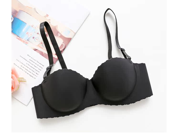 Kẹo màu liền mạch một mảnh loại vòng thép nửa cup cô gái áo ngực tập hợp sexy nhỏ áo ngực sinh viên đồ lót mỏng