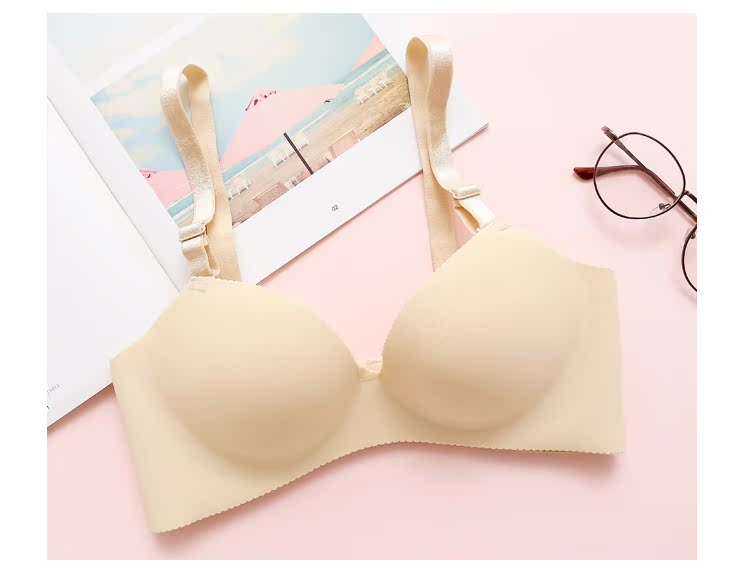 Kẹo màu liền mạch một mảnh loại vòng thép nửa cup cô gái áo ngực tập hợp sexy nhỏ áo ngực sinh viên đồ lót mỏng