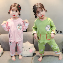 Girls pajamas Spring and Autumn Childrens Cotton Small Children Little Girls Summer Girls Home Clothes Thin Pullovers