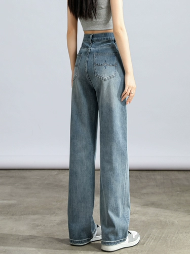 Осенние джинсы, штаны, высокая талия, ностальгия, по фигуре, свободный прямой крой