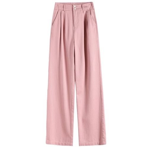 Джинсы, тонкие штаны, 2024 года, высокая талия, подходит для подростков, свободный прямой крой