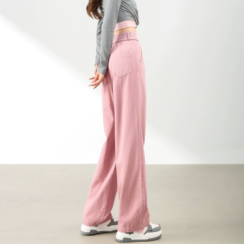 Джинсы, тонкие штаны, 2024 года, высокая талия, подходит для подростков, свободный прямой крой