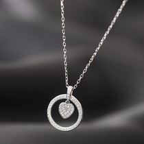 Internet celebrity same necklace clavicle chain womens new heart-shaped clavicle chain hollow circle full diamond love pendant