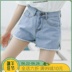 . 2020 mùa hè Hàn Quốc phiên bản của quần short denim phụ nữ mở ngã ba của lưng cao quần lỏng mới của phụ nữ quần áo phụ nữ 
