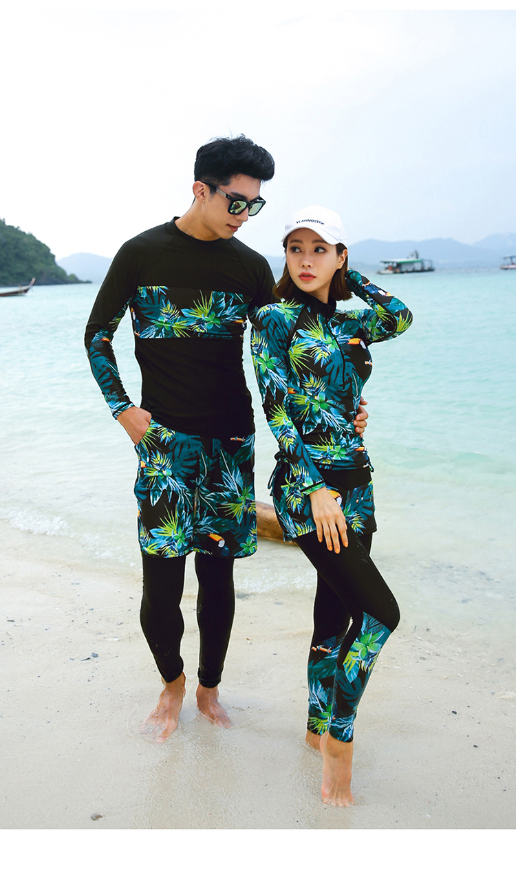 Cặp vợ chồng Hàn Quốc chia áo tắm nữ bảo thủ giảm béo bụng snorkeling lướt quần áo dài tay áo chống nắng bốn mảnh đồ bơi - Vài đồ bơi 	đồ đôi tắm biển đẹp