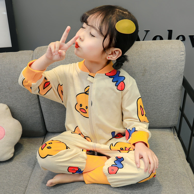 Children's jumpsuit Spring and Autumn long sleeve girls' pajamas cute cotton baby baby climbing clothes children's home Clothing Spring