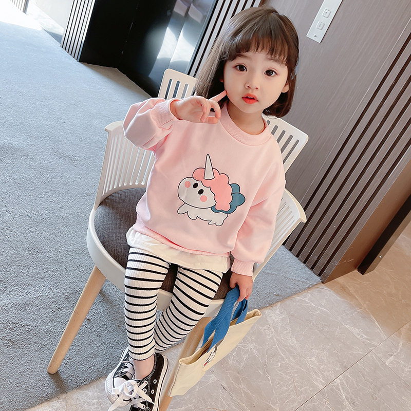 Girl Net red suit spring and autumn 2022 new children's sweater foreign school girl baby fashionable two-piece Sports
