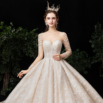 French main wedding dress 2021 new bride tailing small son Super fairy dream Starry Sky simple atmosphere