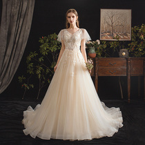 French forest light wedding dress 2021 new bride Princess dream small tailing tour Super fairy little girl