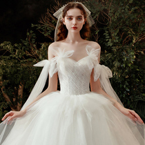 Fa-style light wedding gown 2022 new temperament bride minimalist atmosphere princess wind trailing small crowdsourced design main yarn