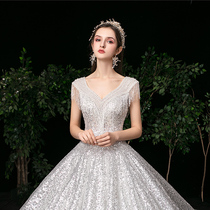 Wedding dress 2021 new bride female little son Super fairy dream starry sky wedding dress 2020 new tailing