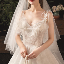 French forest light wedding dress 2021 new bride temperament dream small tailing tour small super fairy