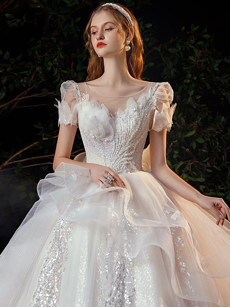 Main wedding dress 2021 new bridal tail French forest super fairy dream starry sky simple atmosphere 2020