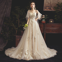 French forest light wedding dress 2021 new bride temperament small tailing tour Super fairy niche design fairy