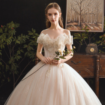 French main wedding dress 2021 new bride temperament tailing Moren series high-end luxury shoulder little woman