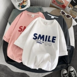 Tide, шелковая трендовая хлопковая японская футболка с коротким рукавом для влюбленных, свободный крой, подходит для подростков