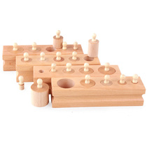 High and low size beech wood socket cylinder Montessori teaching aids Home clothes baby puzzle early teaching toy logs