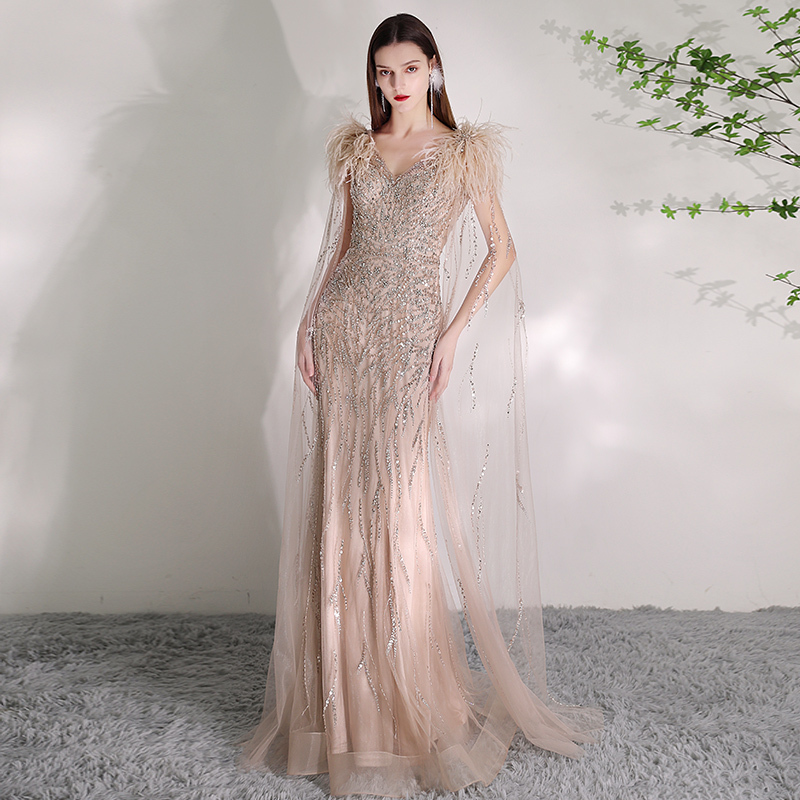 Lotus Pink Fishtail Evening Dress 2026 Summer New Style Banquet Elegant Petite Light Luxury Niche High-End Dress
