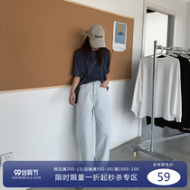 SIXI SIXI home-made spring and summer light-colored jeans womens straight tube loose thin and long-legged pants