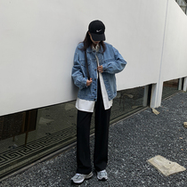 SIXI Sixi home-made spring black casual suit pants womens straight tube hanging mopping pants loose wide leg pants