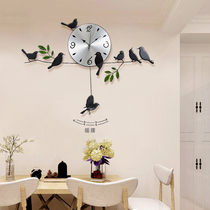 Nordic decorative Wrought iron wall clock Living room creative fashion art Bedroom wall clock Hanging watch Bird home clock