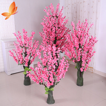 Simulation peach blossom tree large floor-to-ceiling peach tree potted view living room indoor plastic plant decoration peach tree plum blossom decoration