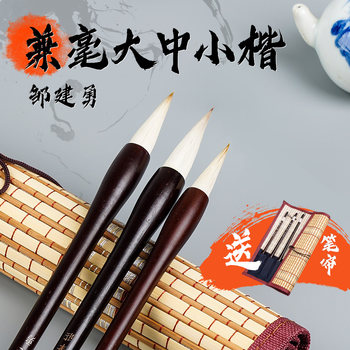 Zou Jianyong's Calligraphy Brush Set for Beginners, Including Large, Medium, and Small Regular Script Brushes, Calligraphy Brushes, Couplets, Adult Brushes, Beginner's Set, Cursive Script, Traditional Chinese Painting, Wolf Hair Brushes