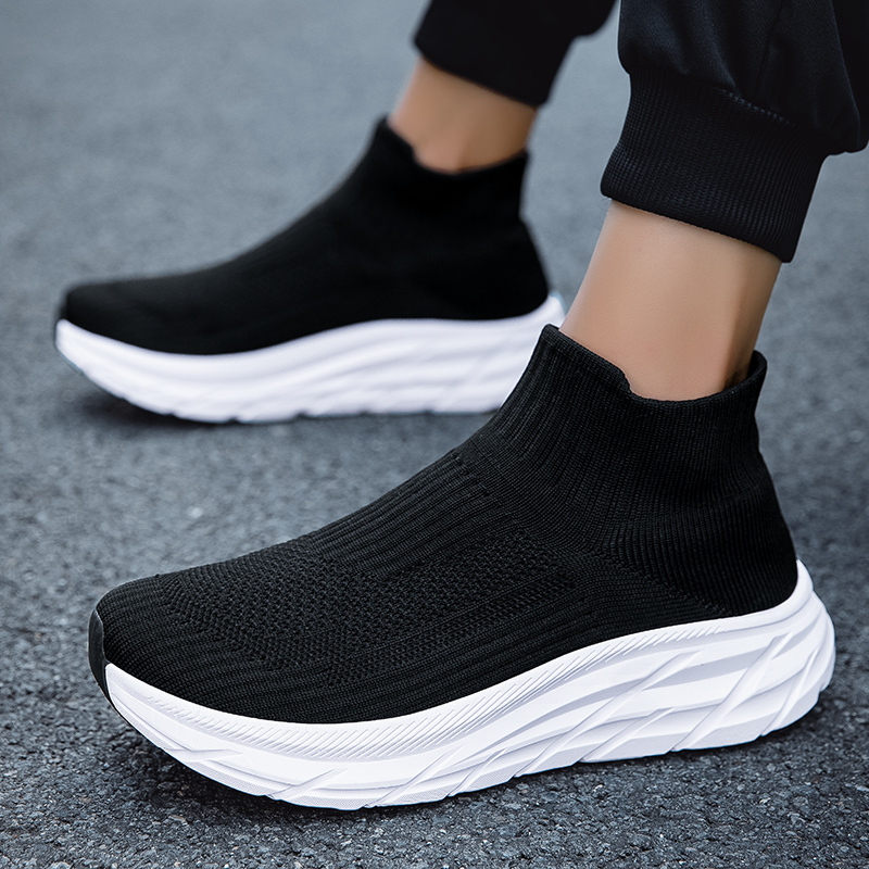 Spring Season Fly-Knit Slip-On Sports Lightweight Sock Shoes for Running, Couple's Gym Slip-On Men's Sock Shoes with Thick Soles Spring Season Fly-Knit Slip-On Sports Lightweight Sock Shoes for Running, Couple's Gym Slip-On Men's Sock Shoes with Thick Soles