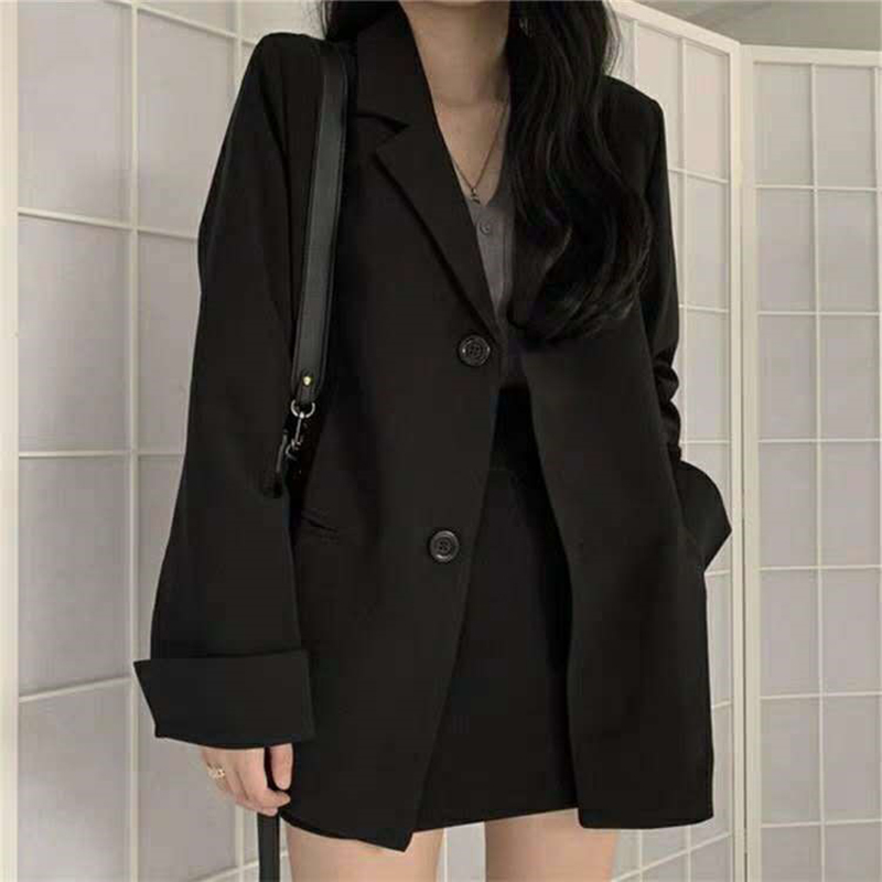 Women's Blazer 2023 Autumn and Winter New Thick British Style Korean Version Loose Retro Hong Kong Style Mature Elegant Small Suit