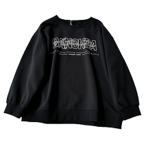 American heavyweight pure cotton letter sweatshirt for women winter ins trendy bf lazy style plus velvet thickened hiphop loose jacket