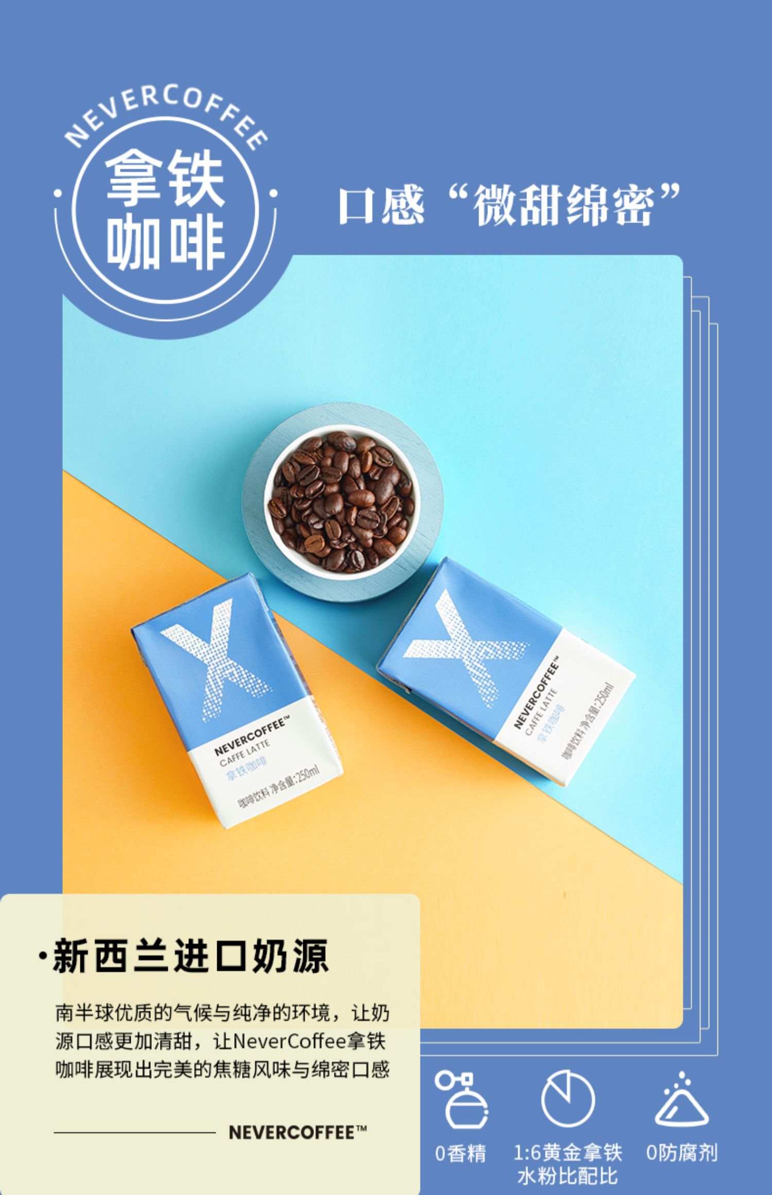 NeverCoffee即饮进口牛奶拿铁美式黑咖啡