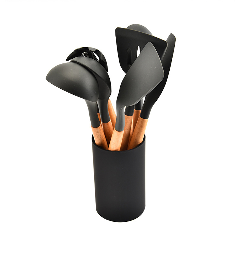 Hộ gia đình bằng gỗ xử lý silicone nấu nồi xẻng cào bếp không dính đặc biệt chịu nhiệt cao nhiệt độ đặt muỗng đặt nồi - Phòng bếp chảo nấu bếp từ