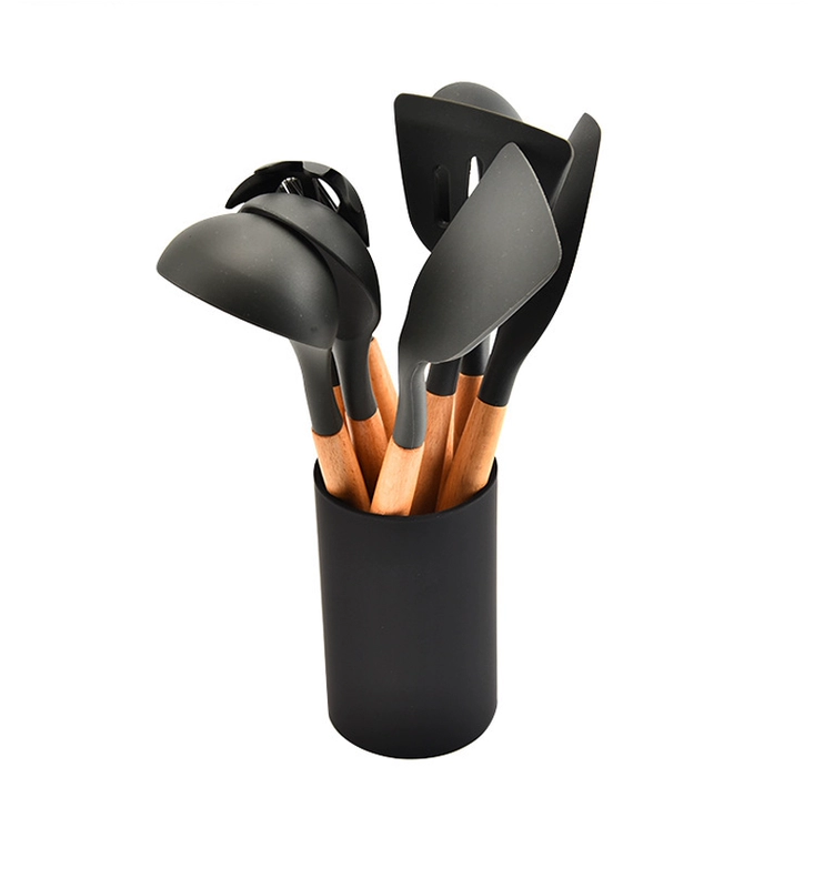 Hộ gia đình bằng gỗ xử lý silicone nấu nồi xẻng cào bếp không dính đặc biệt chịu nhiệt cao nhiệt độ đặt muỗng đặt nồi - Phòng bếp
