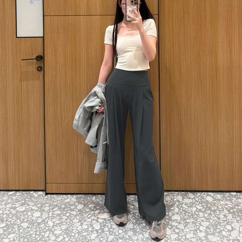 A*Ign Palazzo Women's High-Waisted Wide-Leg Pants, Sports Outdoor Naked-Feel Loose Slimming Magic Pants, Casual Long Pants