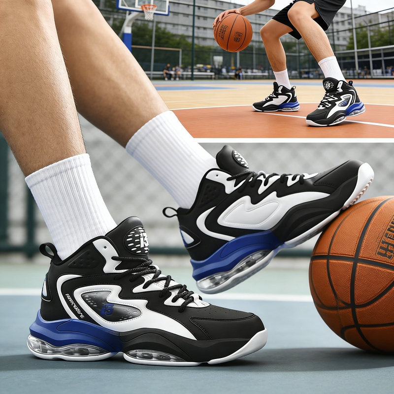 Iverson Men's Lightweight Practical Basketball Shoes Lace-Up Cushioning Wrapped Full-Length Air Cushion Trendy Cool Sneakers Sports Shoes