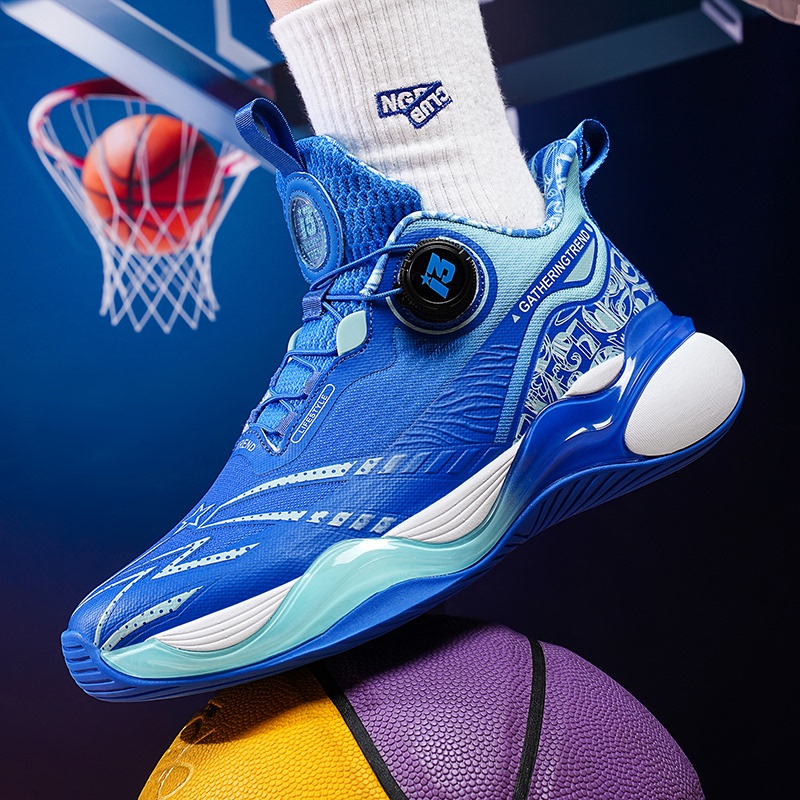 Iverson Breathable Youth Basketball Shoes Low-Top Men's Sports Shoes Lace-Free Shock-Absorbing Lightweight Sound Shoes