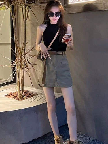 Короткая сексуальная майка топ без рукавов, в американском стиле, для маленькой груди