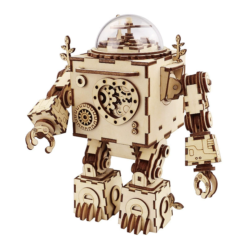 Hướng dẫn sử dụng trạng thái Ruo DIY Hộp nhạc bằng gỗ 3D Puzzle Robot Màu sắc Hộp nhạc Đồ chơi sáng tạo Quà tặng - Đồ chơi âm nhạc / nhạc cụ Chirldren