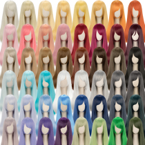 Pannés à cheveux longs droits 60cm noir et blanc gris rose jaune rose violet brun moyen long cheveux longs moyens Cos perruque 48 couleurs