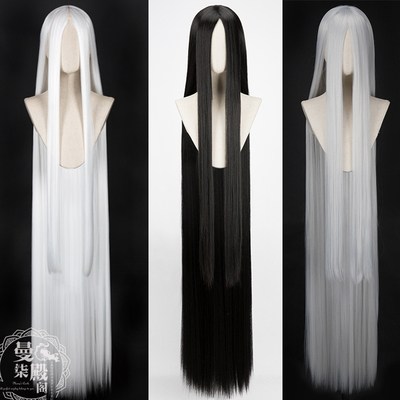 taobao agent Universal black straight hair, silver white wig, 150cm, cosplay