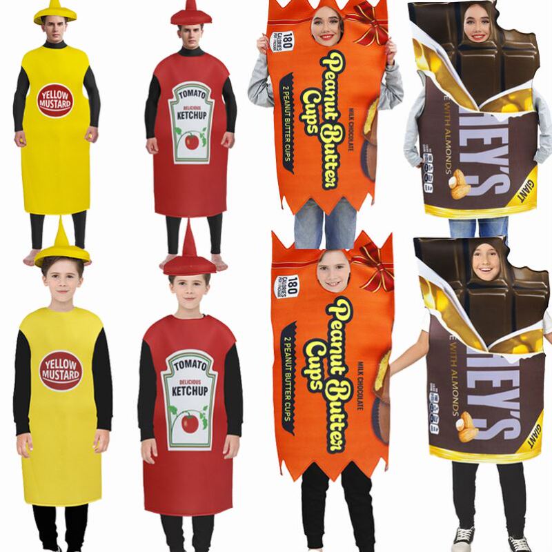 Amazon Halloween Snack Party Funny Cosplay Costume French Fries Children's Adult Parent-Child Version Stage Performance Costume Amazon Halloween Snack Party Funny Cosplay Costume French Fries Children's Adult Parent-Child Version Stage Performance Costume