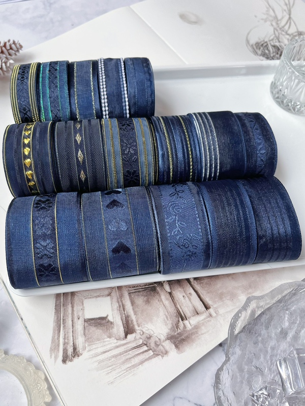 Dark Blue Gold Embroidered Gauze Hair Accessories DIY Ribbon Material Lolita Baby Clothes Pet Clothing Trim Accessories Dark Blue Gold Embroidered Gauze Hair Accessories DIY Ribbon Material Lolita Baby Clothes Pet Clothing Trim Accessories