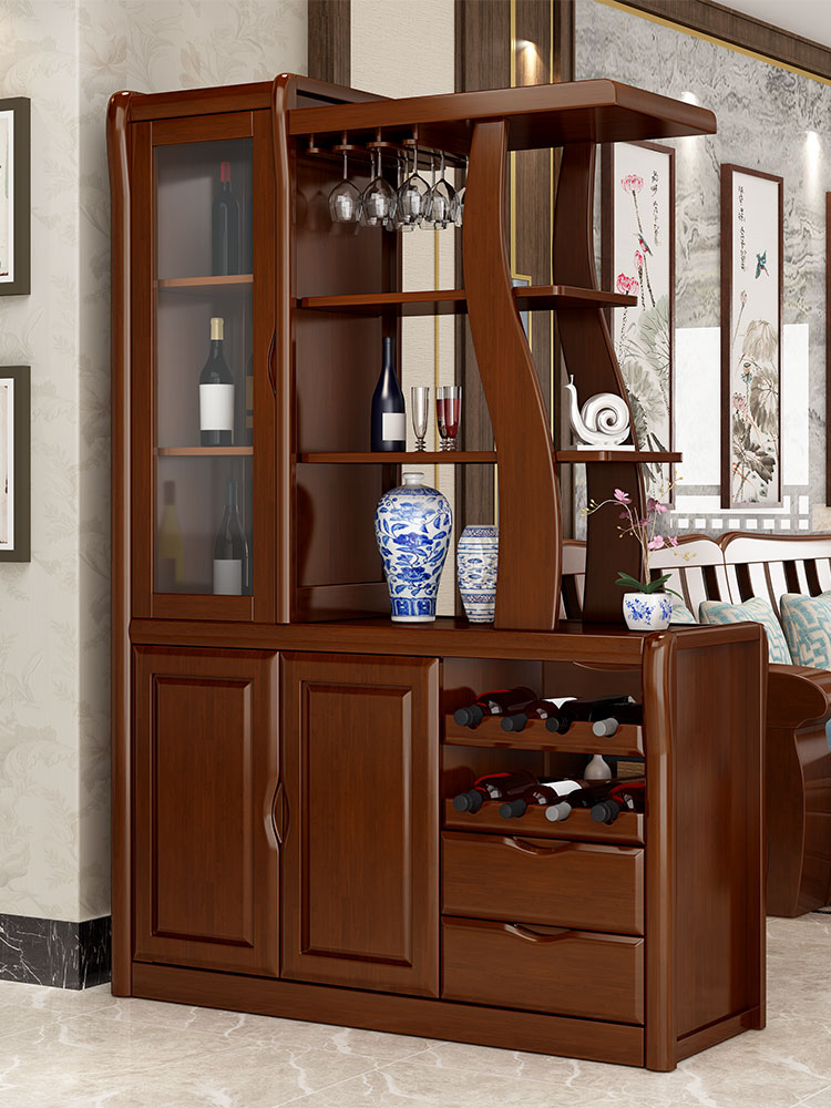 Chinese style entrance room Hall cabinet screen Solid wood partition Living room wine cabinet Entrance cabinet Shoe cabinet One-piece shelf