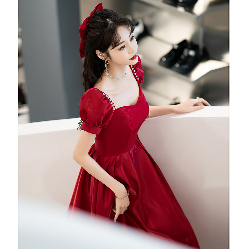 Toast Bride's Summer Advanced Sensory Style Foreign Dress Red Fugitive Princess Gown Small and Engaged Foreign Dress