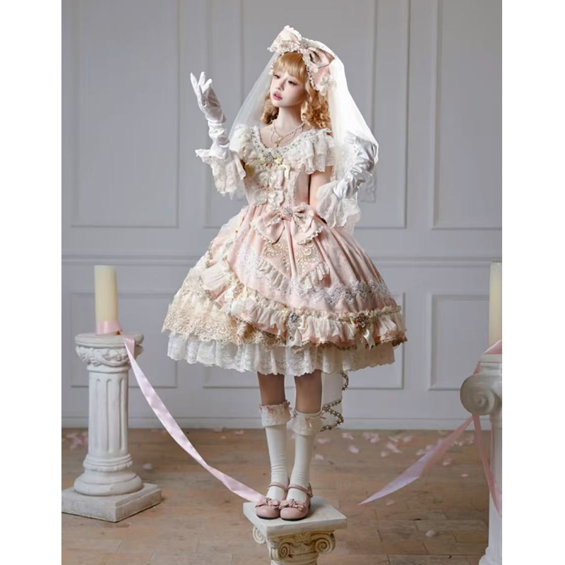 Pink Lolita Dress, Annual Party Evening Gown, High-End, Elaborate, Student Day, Coming-Of-Age Ceremony, Princess Dress, Eternal Heart