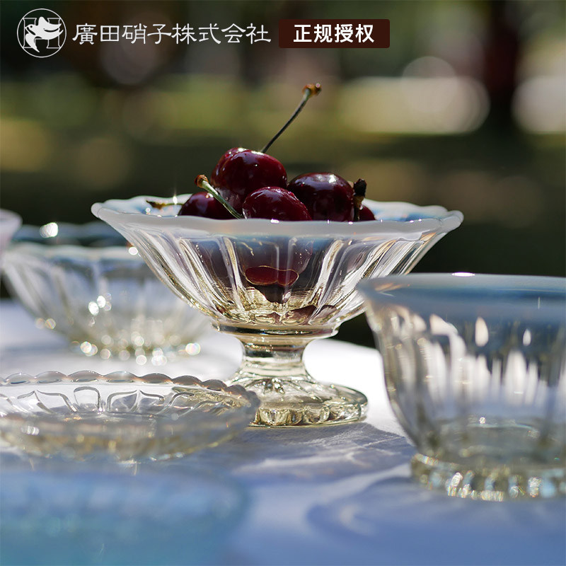 Sago Market Hirota Glass Snow Flower Japanese glassware Vintage handmade water cup Ice cream cup Bean dish