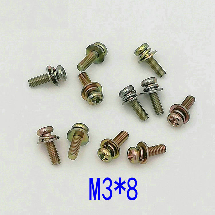 Combination screw with its own spacer and spring round head M3 * 8 diameter 3MM length 8MM 100