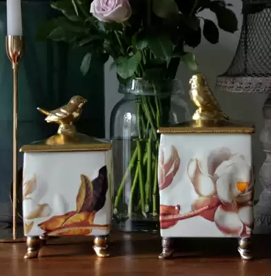 Big name Original Single strongly recommend American country style retro ceramic flower and bird jewelry box storage bottle