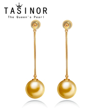 TASINOR Jewelry South Sea Gold Pearl Earrings Gold Pearl Earrings Seawater Pearl Earrings Earrings 18k Gold Round